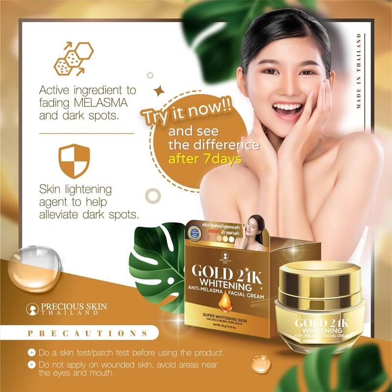 Precious Skin Thailand Gold 24K Whitening Anti-Melasma Facial Cream - Image 5